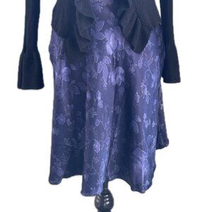 90s Vintage Express Satin Purple Midi Skirt Whimsy Goth Size XS